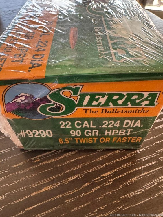 Sierra Match King 500 Rifle Bullets 22 Cal 224 Dia 90 Gr HPBT