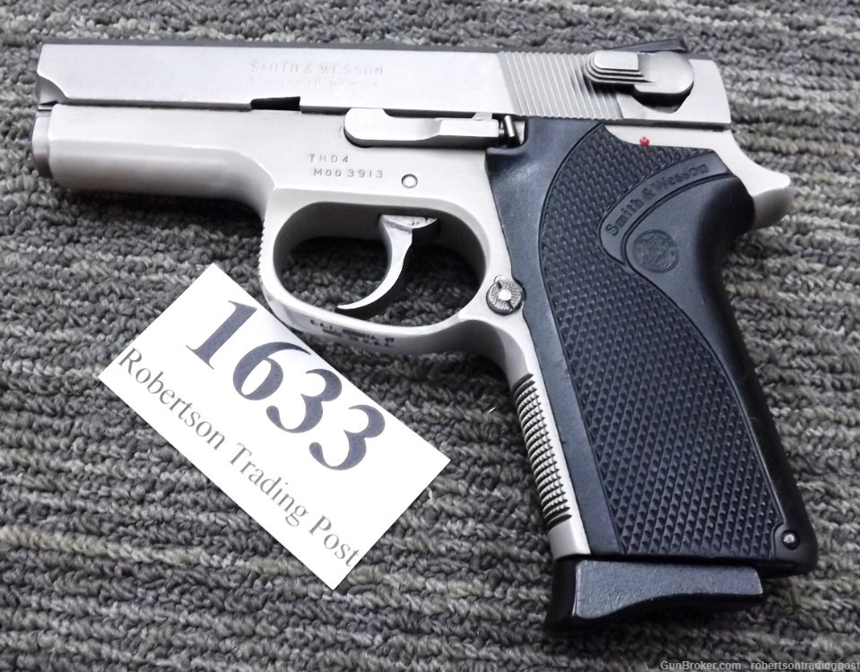 S&W 9mm 3913 Compact Auto 103730 Stainless 1994 Smith & Wesson VG Israeli-img-0