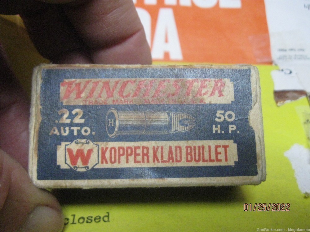 Very Rare Hollow Point Box 22 WIN AUTOMATIC Winchester 1930's KopperKlad  -img-1