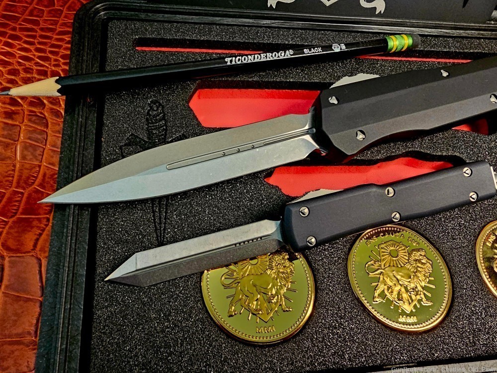  EXTREMLY RARE MICROTECH JOHN WICK CONTINENTAL 3 OTF SET STONEWASHED BLADES-img-1