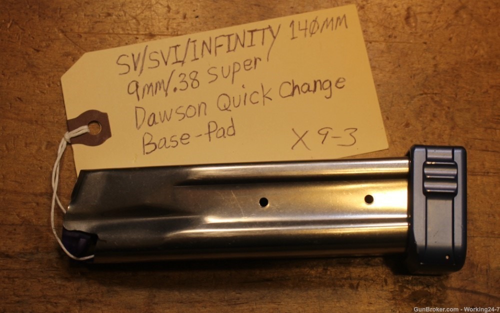 SV/SVI/Infinity 140mm 9mm/38Super Magazine w Dawson Quick Change Base Pad-img-0