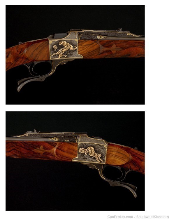 Ruger No. 1  Rifle, Marktl Engraved, "Mountain Lion" Big Game Series-img-2