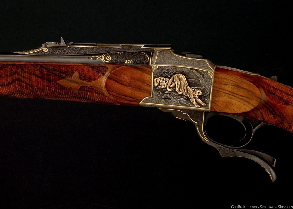 Ruger No. 1  Rifle, Marktl Engraved, "Mountain Lion" Big Game Series-img-1