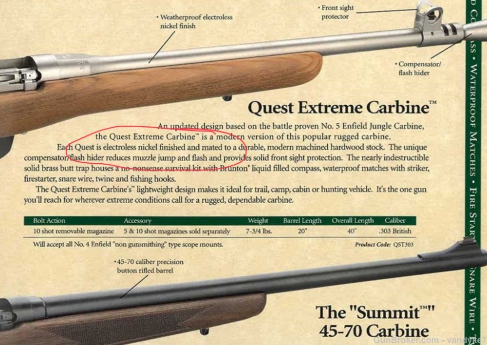 Gibbs Rifle - Quest Extreme Jungle Carbine - Enfield No 4 - 303 British