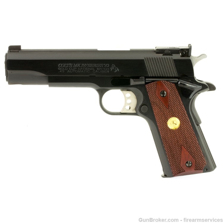 New Colt Gold Cup National Match 45 Auto Blued w/ Rosewood-img-2
