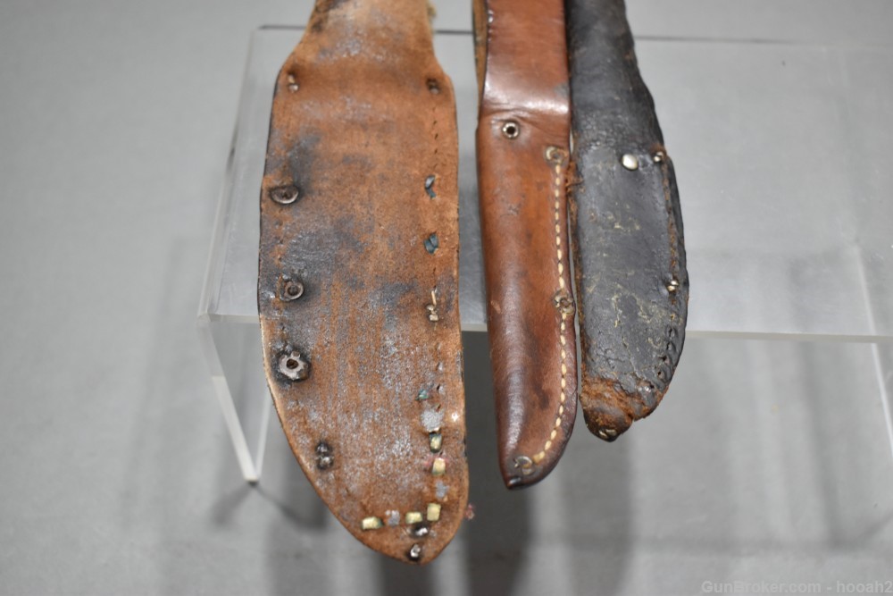 3 Vintage KA-BAR Kinfolks Hunting & Fishing Knives 1226 Leather Sheaths-img-4