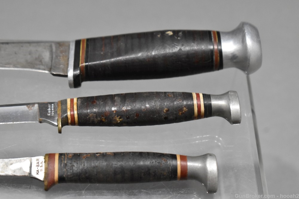 3 Vintage KA-BAR Kinfolks Hunting & Fishing Knives 1226 Leather Sheaths-img-8