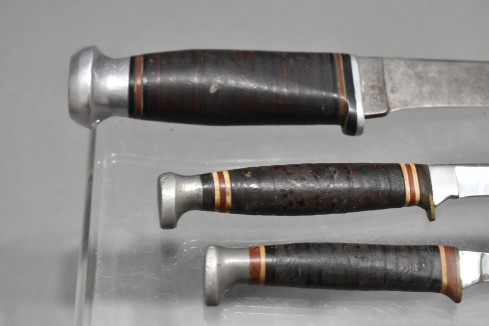 3 Vintage KA-BAR Kinfolks Hunting & Fishing Knives 1226 Leather Sheaths-img-10