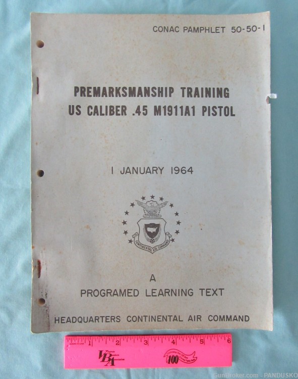 M1911A1 PISTOL PREMARKSMANSHIP TRAINING Book CONAC Pamphlet 50-50-1-img-0