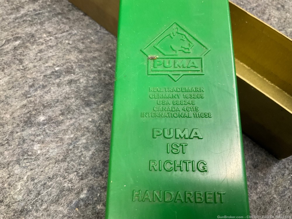 Vintage puma Germany 1960s hunting knife white hunter box 6377 stag green -img-2
