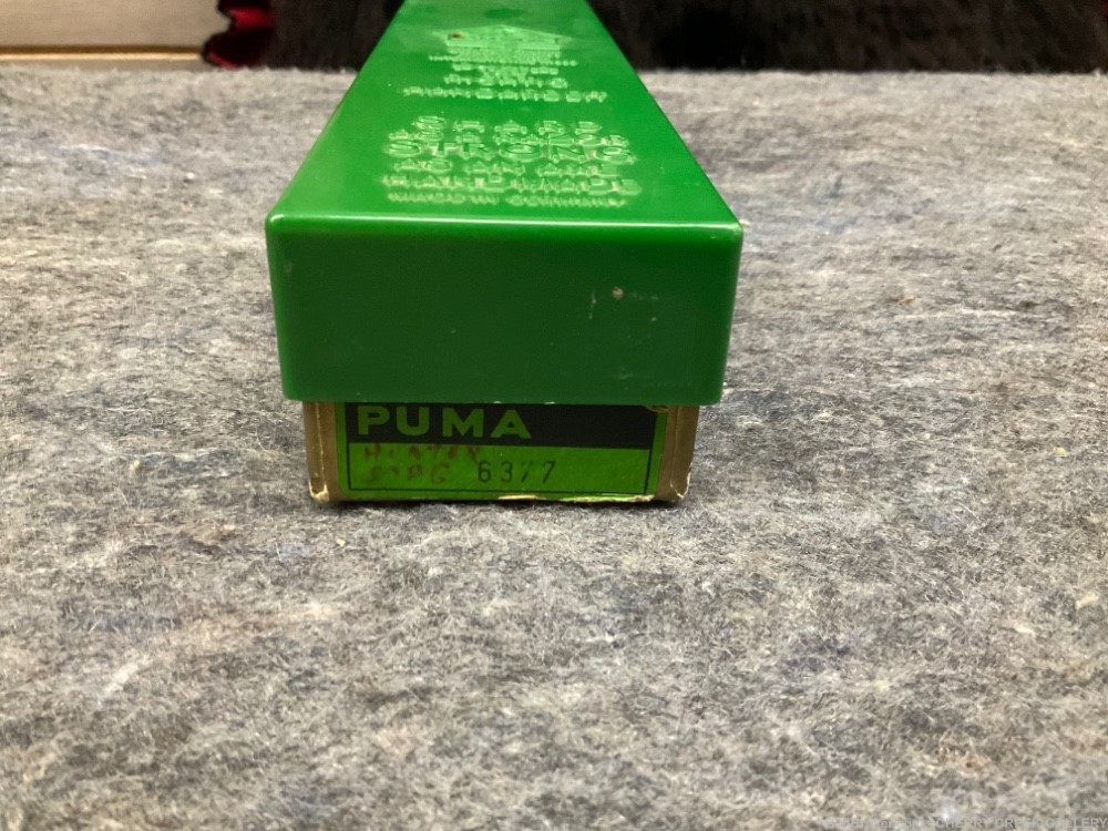 Vintage puma Germany 1960s hunting knife white hunter box 6377 stag green -img-6