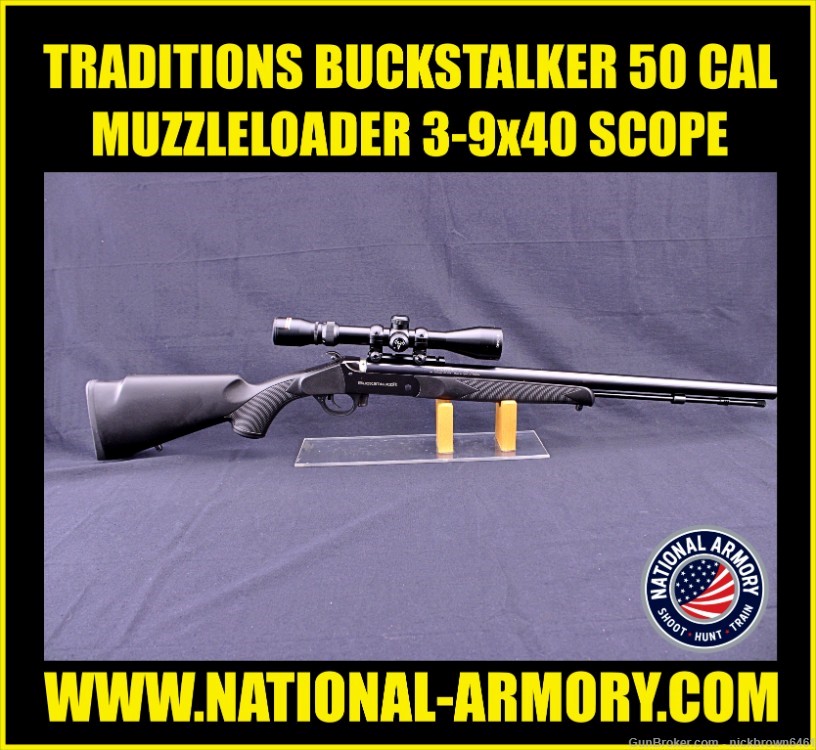 TRADITIONS BUCKSTALKER 50 CAL 24" BBL 3-9x40 TRADITIONS SCOPE MUZZLELOADER-img-0