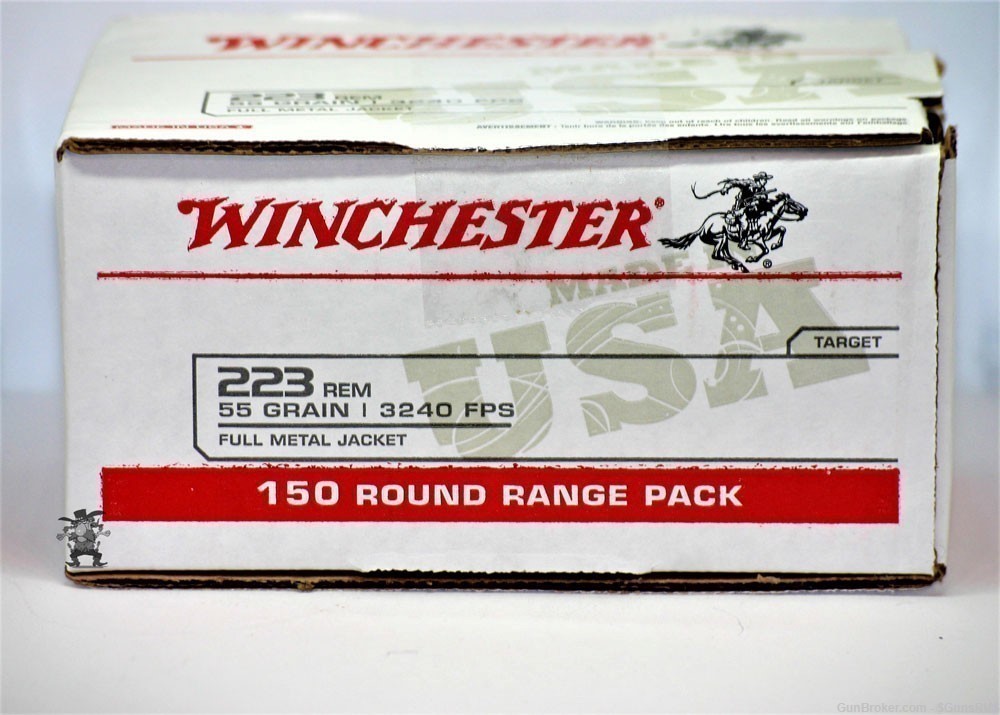 223 REM 150 ROUNDS WINCHESTER 55 Grain M193 FMJ Range Pack BULK -img-0