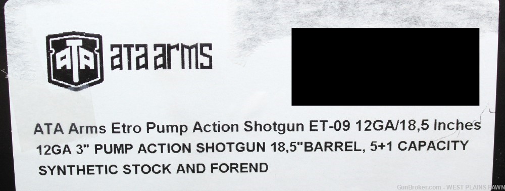 NIB ATA ARMS ETRO ET-09 PUMP ACTION SHOTGUN, 12GA 18.5" BRL, 5 RND (ETRO09)-img-6