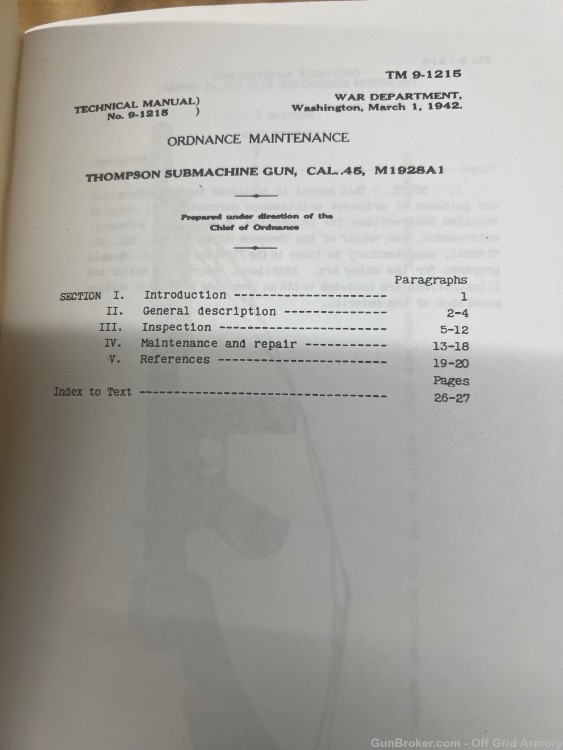 THOMPSON SUBMACHINE-GUN WAR DEPARTMENT TECH. MANUAL 1942!-img-1