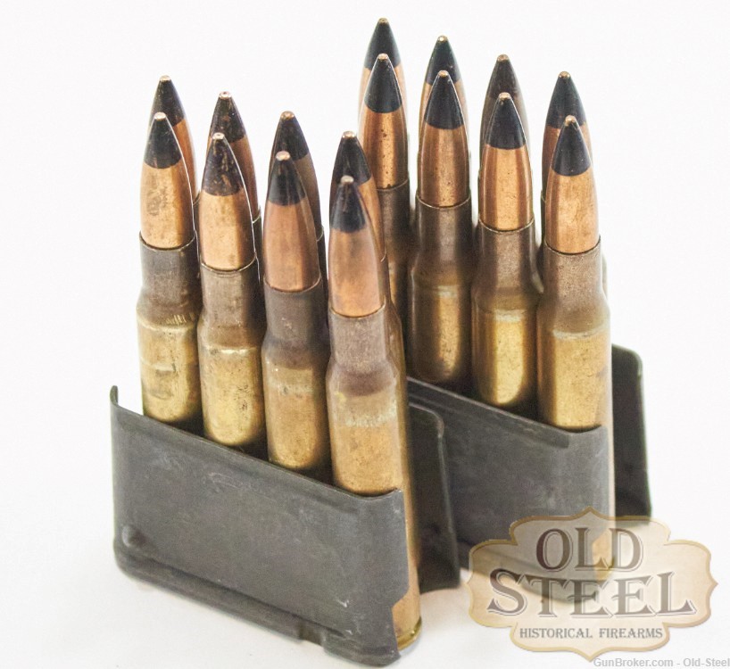 16 Rounds of 30-06 Black Tip M2 AP Rounds with M1 Garand En Bloc Clips-img-0