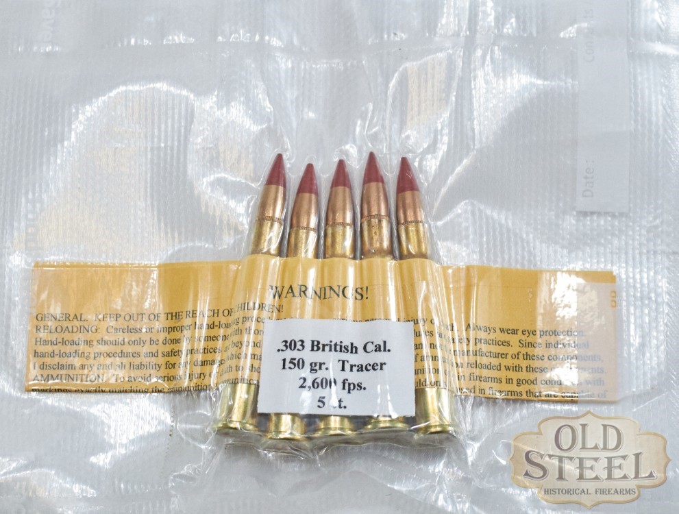 5 Rounds of 303 British Red Tip Tracer Ammo in Vacuum Sealed Bag-img-2