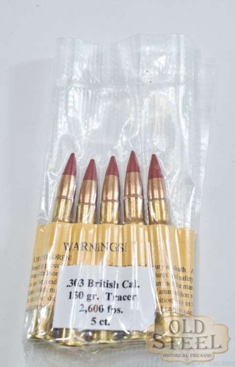5 Rounds of 303 British Red Tip Tracer Ammo in Vacuum Sealed Bag-img-0