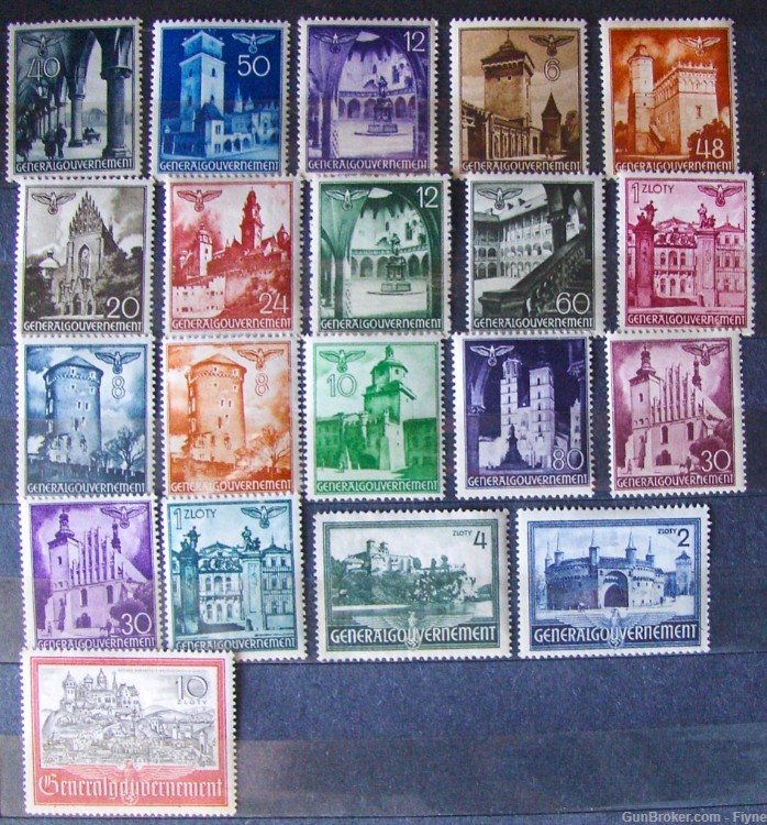 Occulated Poland by Germany, WWII. Lot of 20 different original stamps-img-0