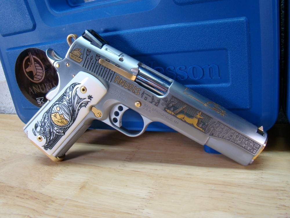 Pair of S&W Anubis Engraved 1911 .45ACP Pistols Gods of Egypt only 200 made-img-1