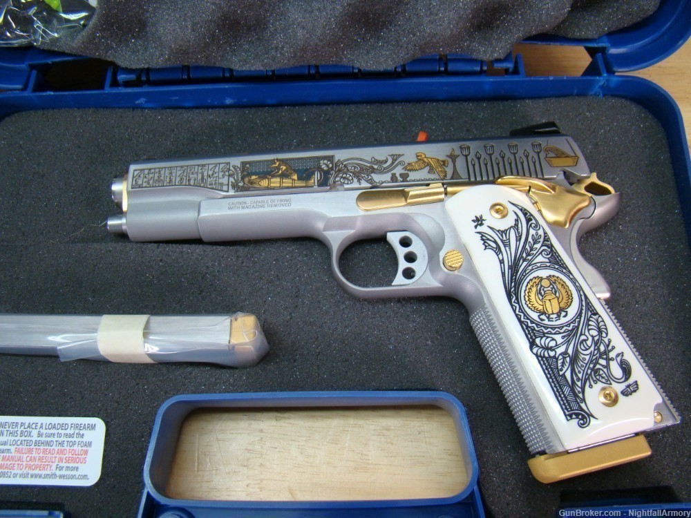 Pair of S&W Anubis Engraved 1911 .45ACP Pistols Gods of Egypt only 200 made-img-11