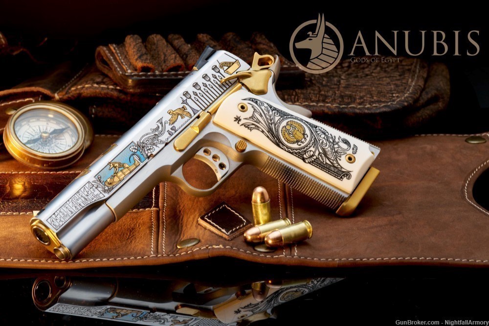 Pair of S&W Anubis Engraved 1911 .45ACP Pistols Gods of Egypt only 200 made-img-13