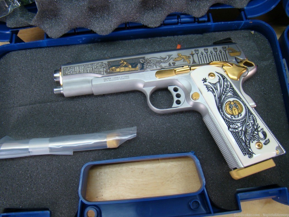 Pair of S&W Anubis Engraved 1911 .45ACP Pistols Gods of Egypt only 200 made-img-9