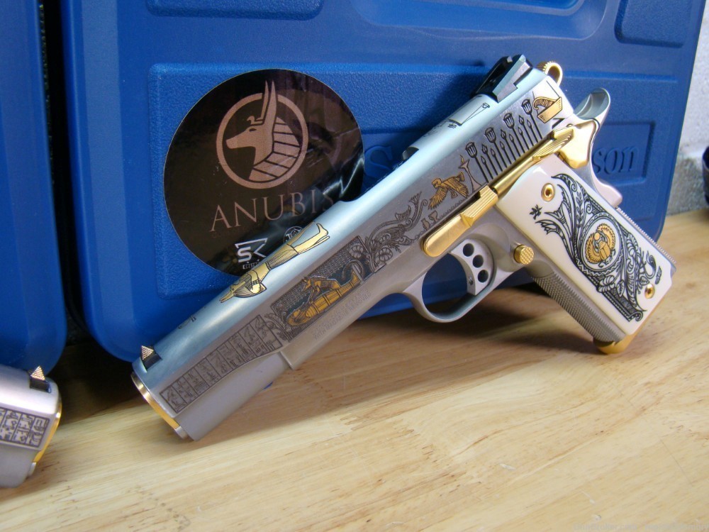 Pair of S&W Anubis Engraved 1911 .45ACP Pistols Gods of Egypt only 200 made-img-2