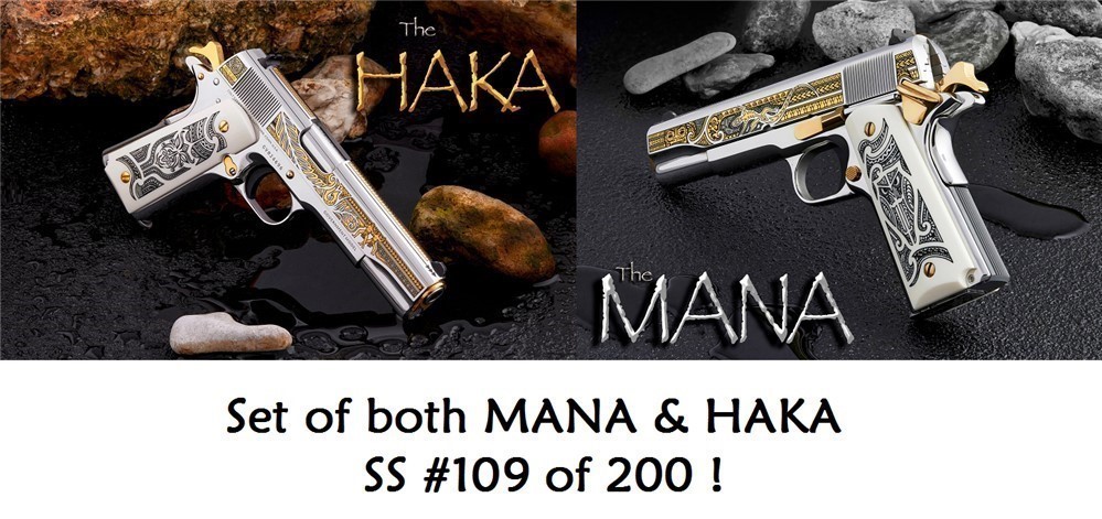 Colt THE MANA & HAKA matching set #109 of 200 .38 Super SS Gold Stainless !-img-0