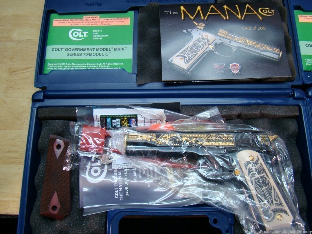 Complete set of 4 pistols Colt The MANA & HAKA .38 Super #111 of 200 made !-img-5