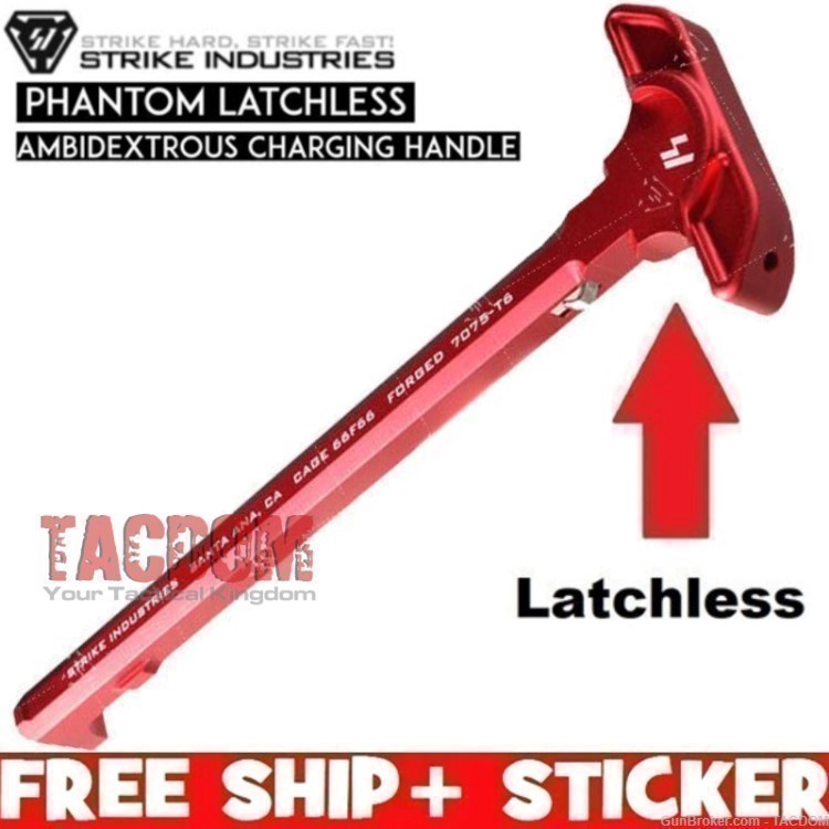 Strike Industries RED Latchless PHANTOM Charging Handle AR15 AR 15 223 556-img-0