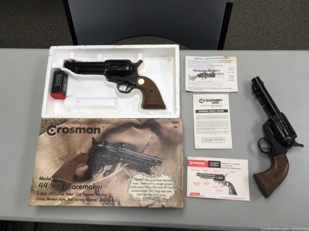 Crossman 44 177 22 peacemaker BB gun box paperwork and extra parts gun-img-0
