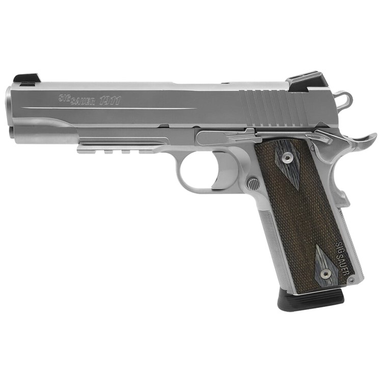 Sig Sauer 1911 .45 ACP 5" CA Compliant Stainless Pistol (2) 8rd Steel Mags-img-0