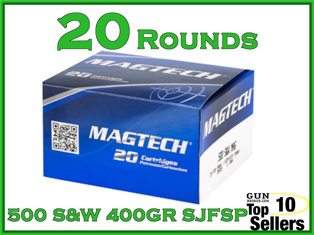 Magtech 500 S&W Magnum 400 GR SJSP Flat Nose 500A 20CT-img-0