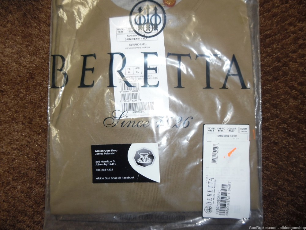 beretta model ts39 man's t-shirt size xlarge dark hearth flat-img-0