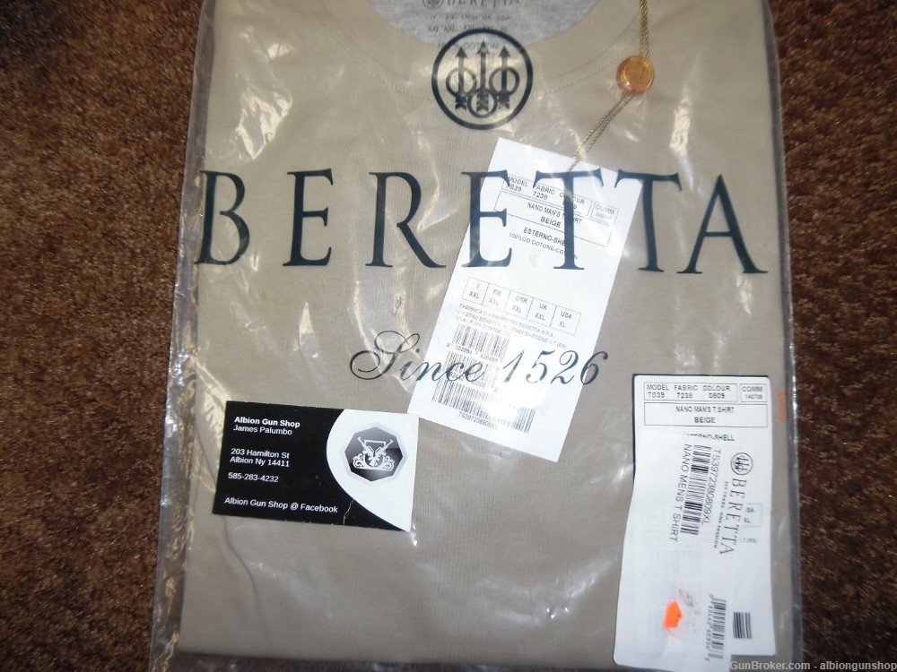 beretta model ts39 man's t-shirt size xlarge beige, new-img-0