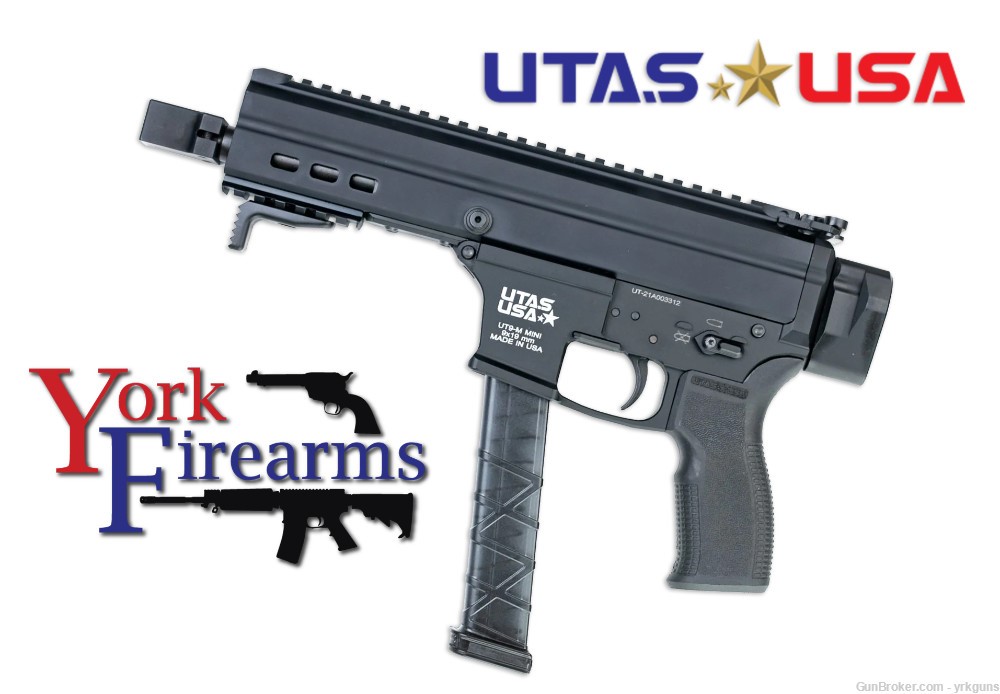UTAS USA UT9-M Mini 9mm 6" 33rd Pistol NEW UT9M-BK6-img-0