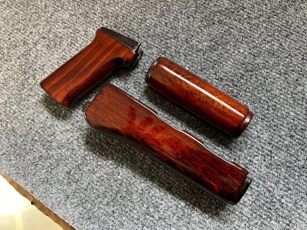 Dark Iodine Orange Solid Wood AK Handguard + Pistol Grip Set-img-4