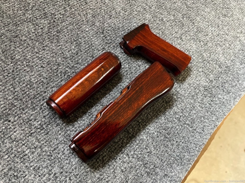 Dark Iodine Orange Solid Wood AK Handguard + Pistol Grip Set-img-6