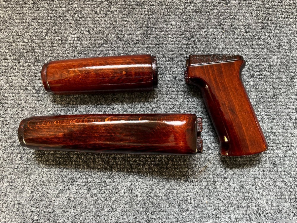 Dark Iodine Orange Solid Wood AK Handguard + Pistol Grip Set-img-1