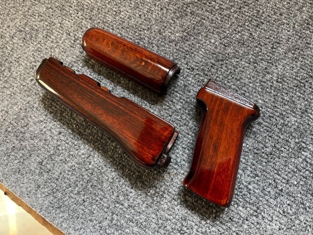 Dark Iodine Orange Solid Wood AK Handguard + Pistol Grip Set-img-5