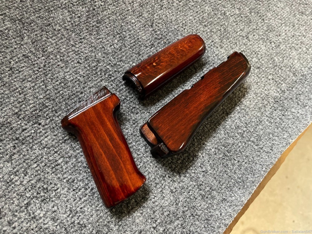 Dark Iodine Orange Solid Wood AK Handguard + Pistol Grip Set-img-0