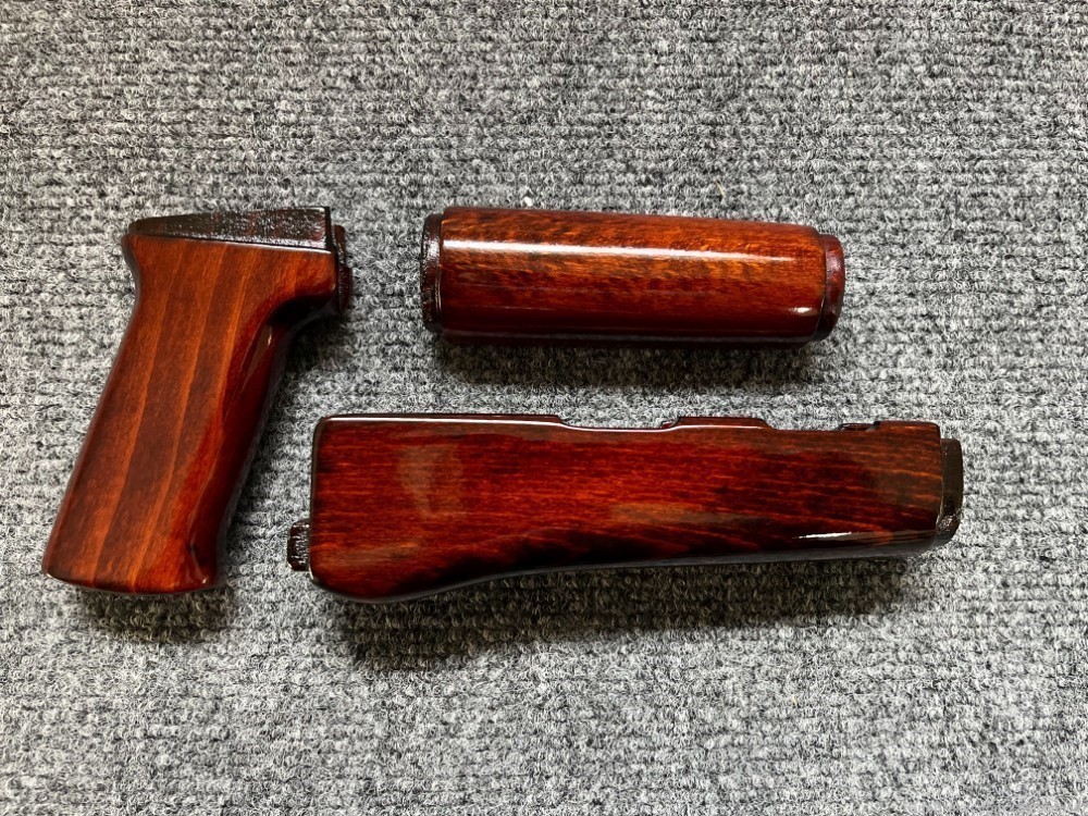 Dark Iodine Orange Solid Wood AK Handguard + Pistol Grip Set-img-3