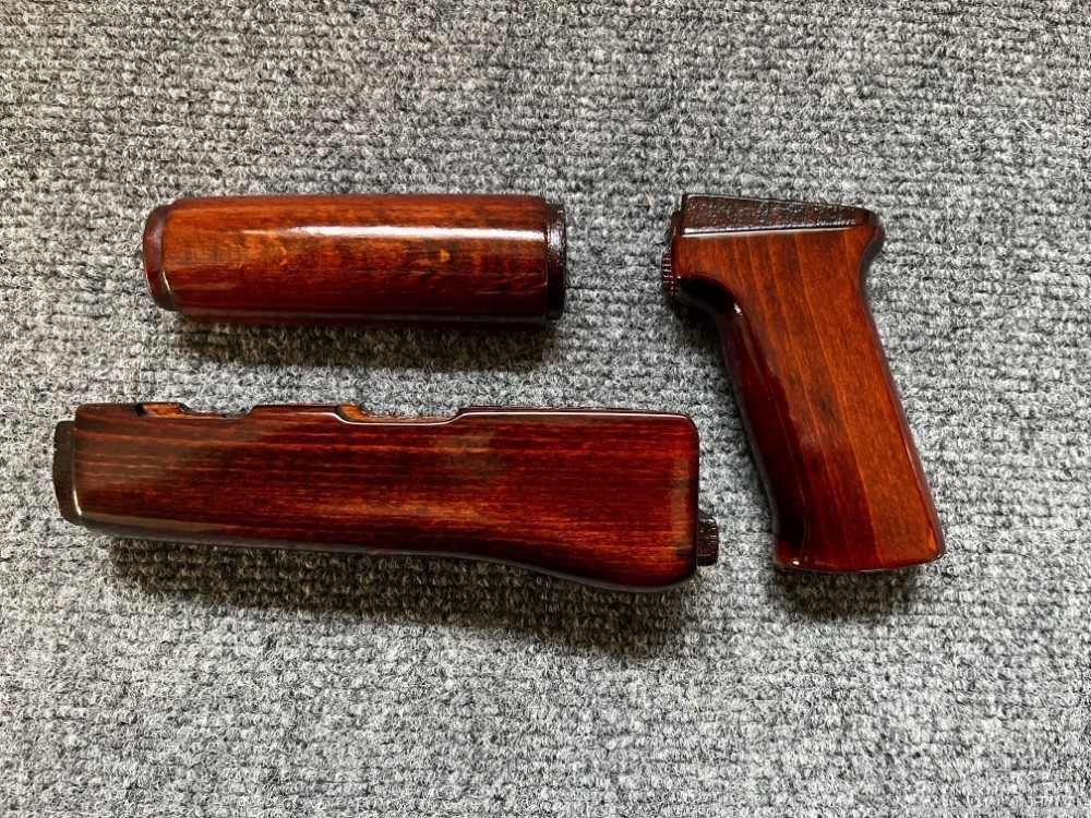Dark Iodine Orange Solid Wood AK Handguard + Pistol Grip Set-img-2