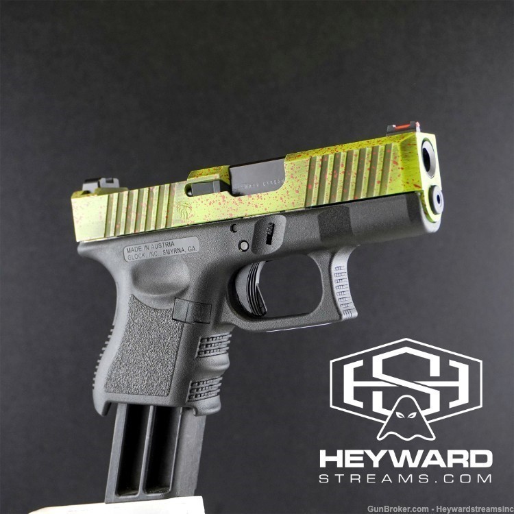 Custom Glock 26 Gen 3, Zombie Green, 9mm, sub-compact-img-1