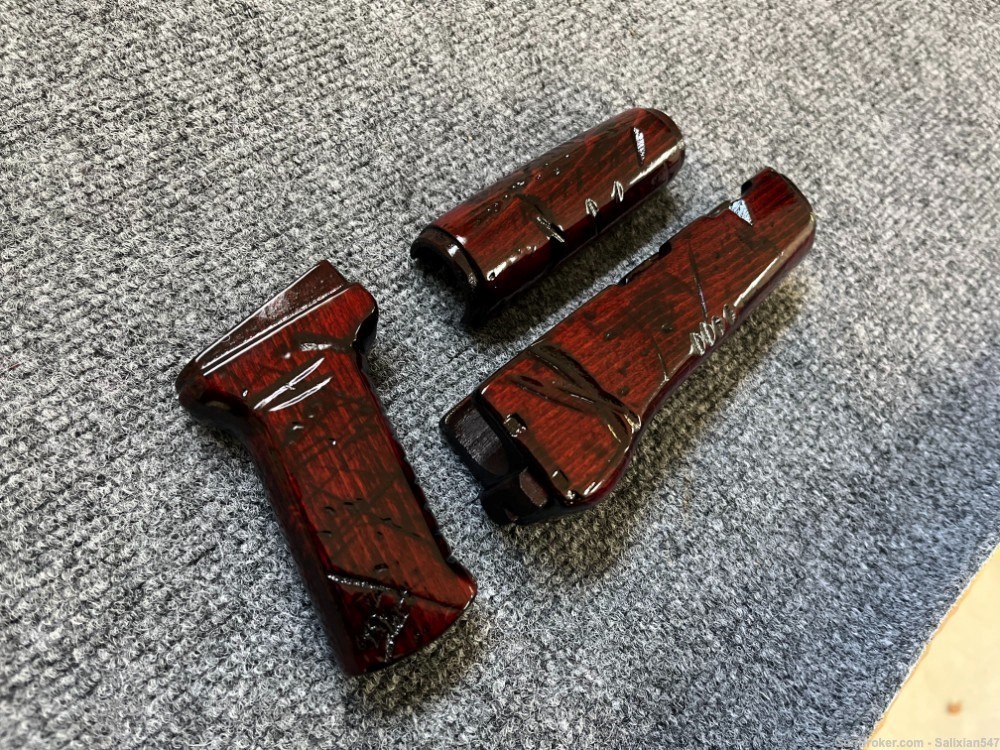 Blood Red Battle Scarred Solid Wood AK Handguard and Pistol grip Set-img-2