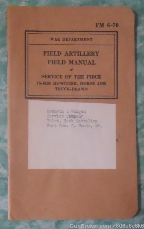 FM 6-70 - FIED ARTILERY FIELD MANUAL - OCT. 14 1939-img-1
