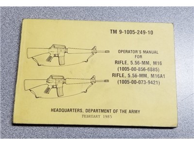 Colt Operator's Manual for M16 and M16A1, Authentic, new, OEM!