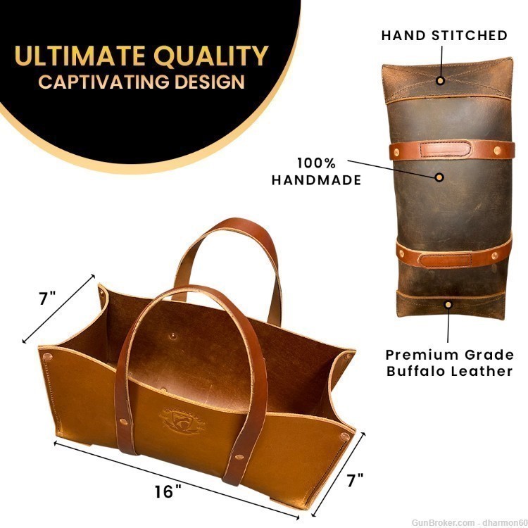 Buffalo Bison Leather Tote Tool Bag - Ammo, Gardening, Outdoorsmen - NEW-img-7