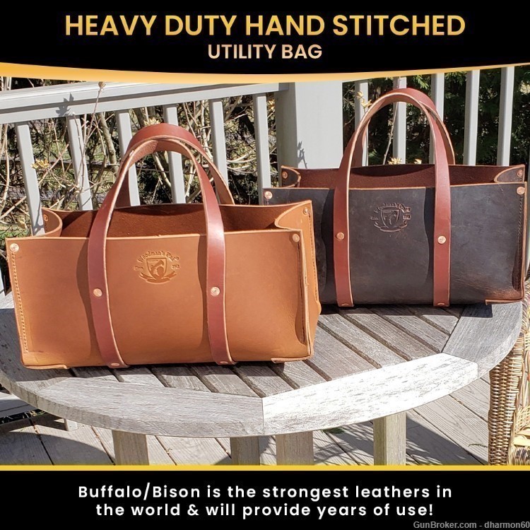 Buffalo Bison Leather Tote Tool Bag - Ammo, Gardening, Outdoorsmen - NEW-img-6